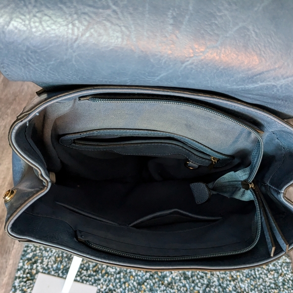 Vegan Leather Blue Backpack Purse - Picture 11 of 11